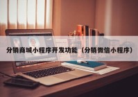 分销商城小程序开发功能（分销微信小程序）