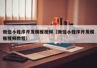 微信小程序开发模板视频（微信小程序开发模板视频教程）