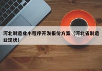 河北制造业小程序开发报价方案（河北省制造业现状）