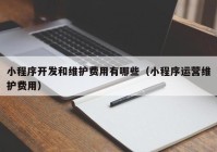 小程序开发和维护费用有哪些（小程序运营维护费用）