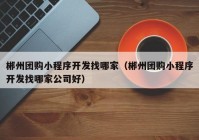 郴州团购小程序开发找哪家（郴州团购小程序开发找哪家公司好）