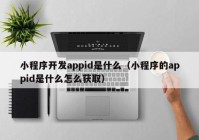 小程序开发appid是什么（小程序的appid是什么怎么获取）
