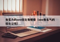 有实力的seo优化有哪些（seo有名气的优化公司）