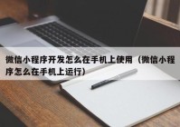 微信小程序开发怎么在手机上使用（微信小程序怎么在手机上运行）