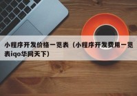 小程序开发价格一览表（小程序开发费用一览表iqo华网天下）