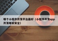 哪个小程序开发平台最好（小程序开发app开发哪家安全）
